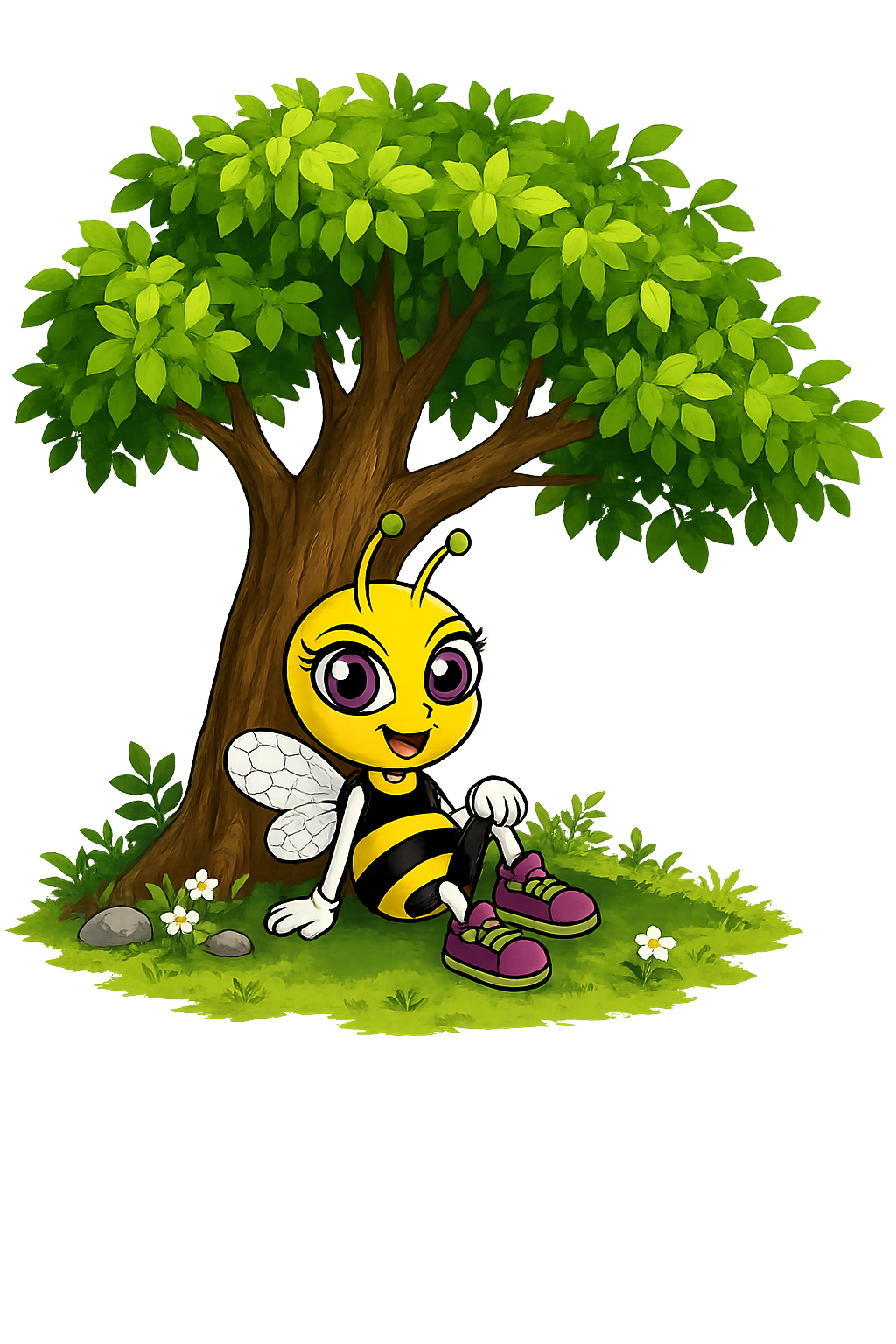 Belinda relaxing under a tree